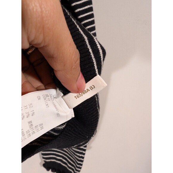 INMAN Womens Mock Neck Striped Sweater Sz L Mature Old Money Preppy Quiet - Picture 7 of 8